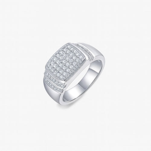 Luxuriöser Moissanit-Ring – 925er Sterlingsilber, Platinbeschichtet (0.82 ct)