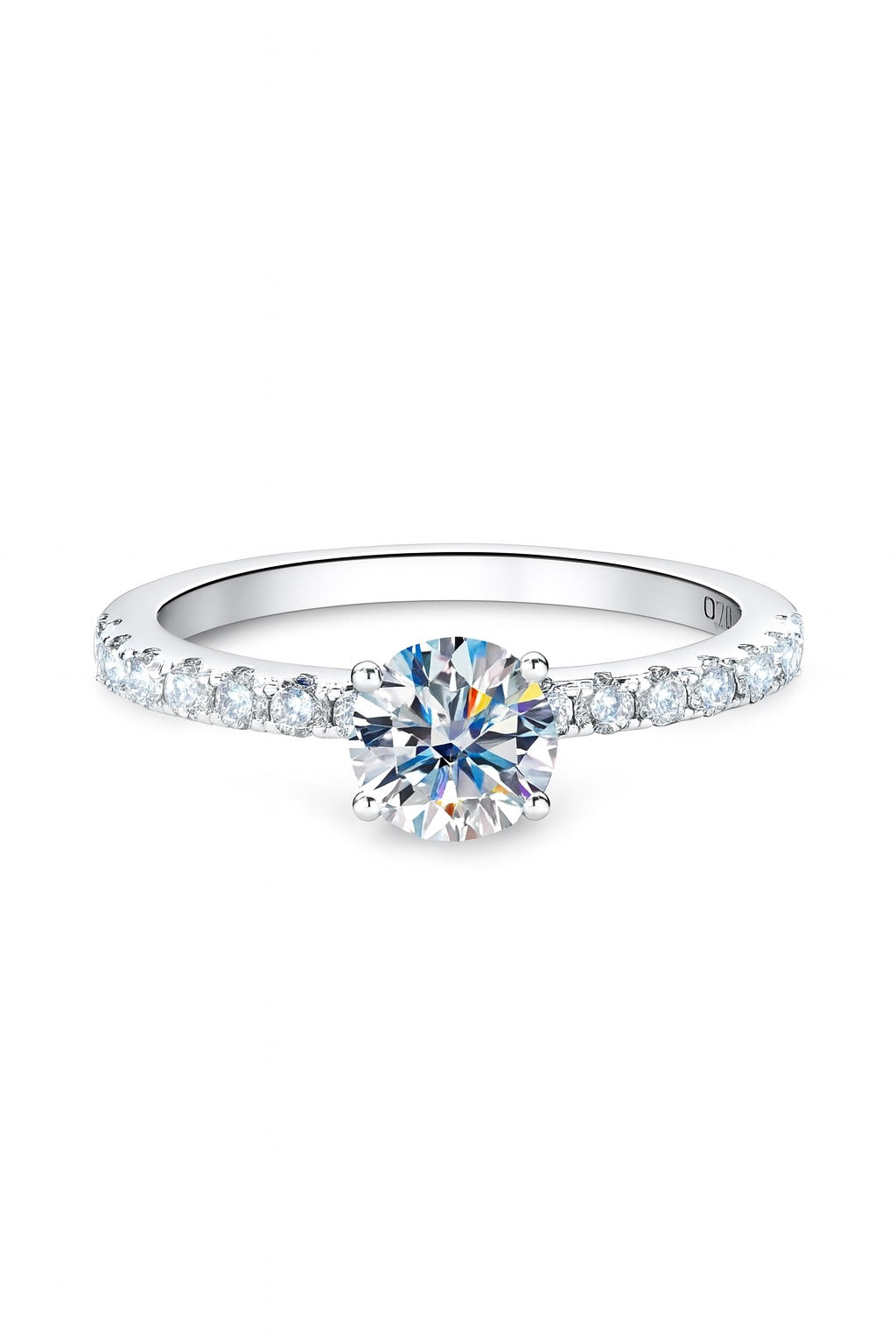Moissanite Platinum-Plated Side Stone Ring