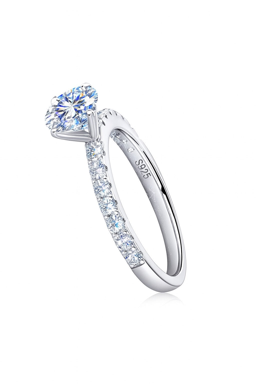 Moissanite Platinum-Plated Side Stone Ring