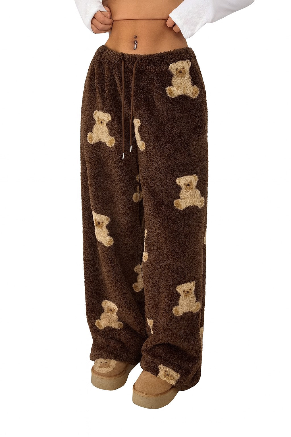Teddy Bear Print Fluffy Pants